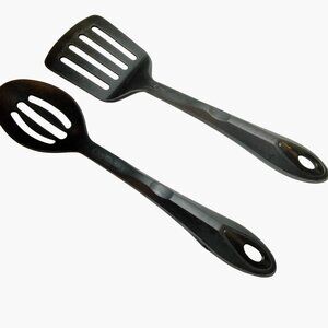 Coghlans Black Slotted Spoon Spatula Set Heat Resistant Nylon